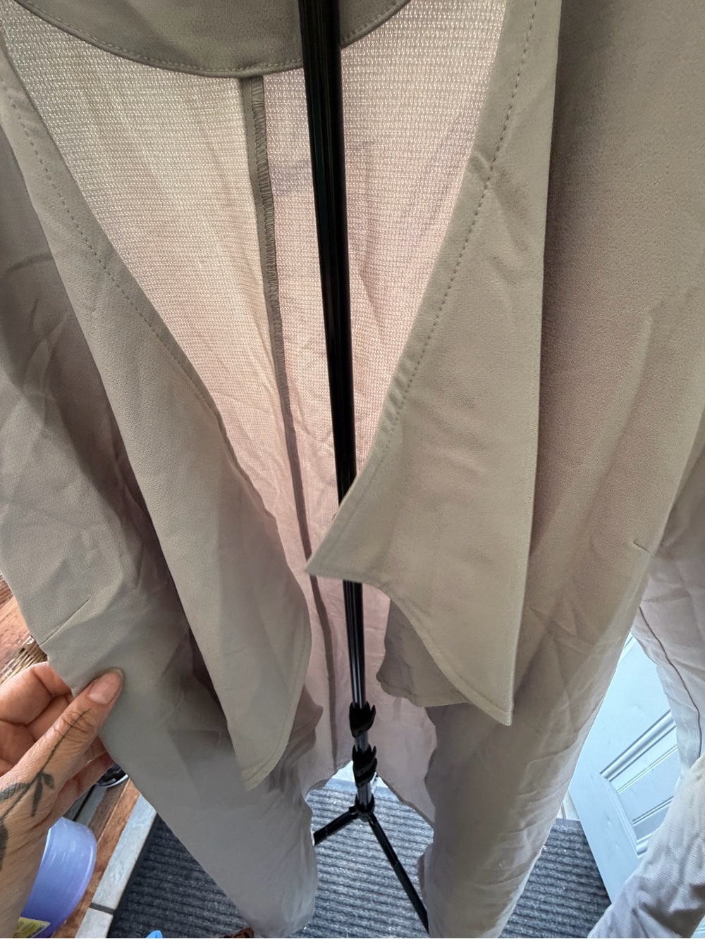 Light Gray Open-Front Draped Cardigan for Women